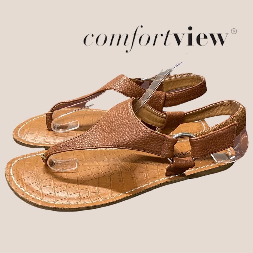 Comfortview "Joslyn" Tan Thong Sandals 7 Wide